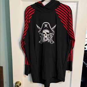 Pirate Skull Hoodie - Black and Red